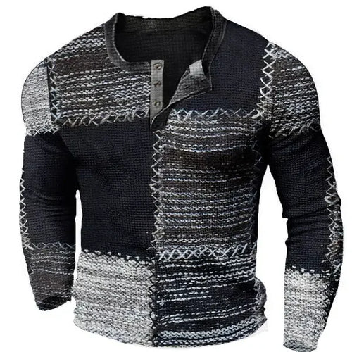 Henry - Men's Long sleeved T-shirt with plaid print pattern, men's