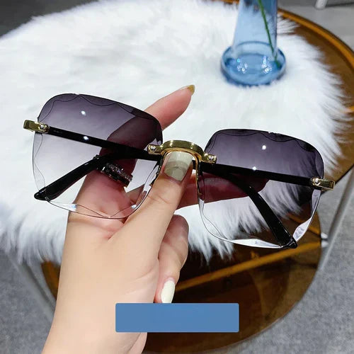 Square Rimless Fashion Sunglasses for Women Men Summer Gradient Sun