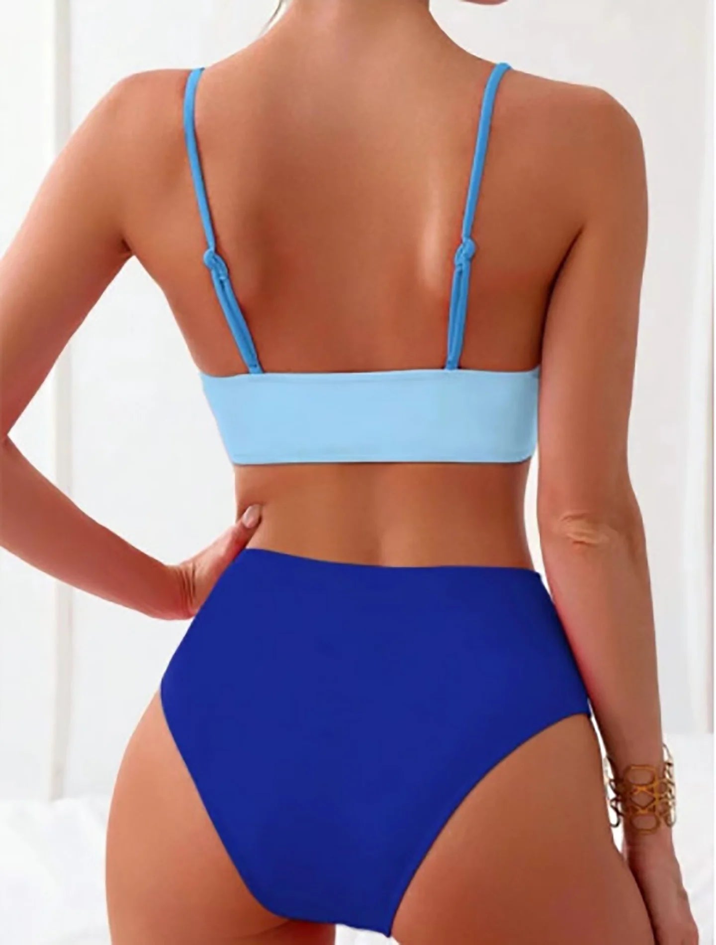 New Patchwork Two-Piece bikini Swimsuit 2025 Sexy Women Tight Hollow Swimsuit Backless Swimwear Cross Push Up Beach Bathing Suit