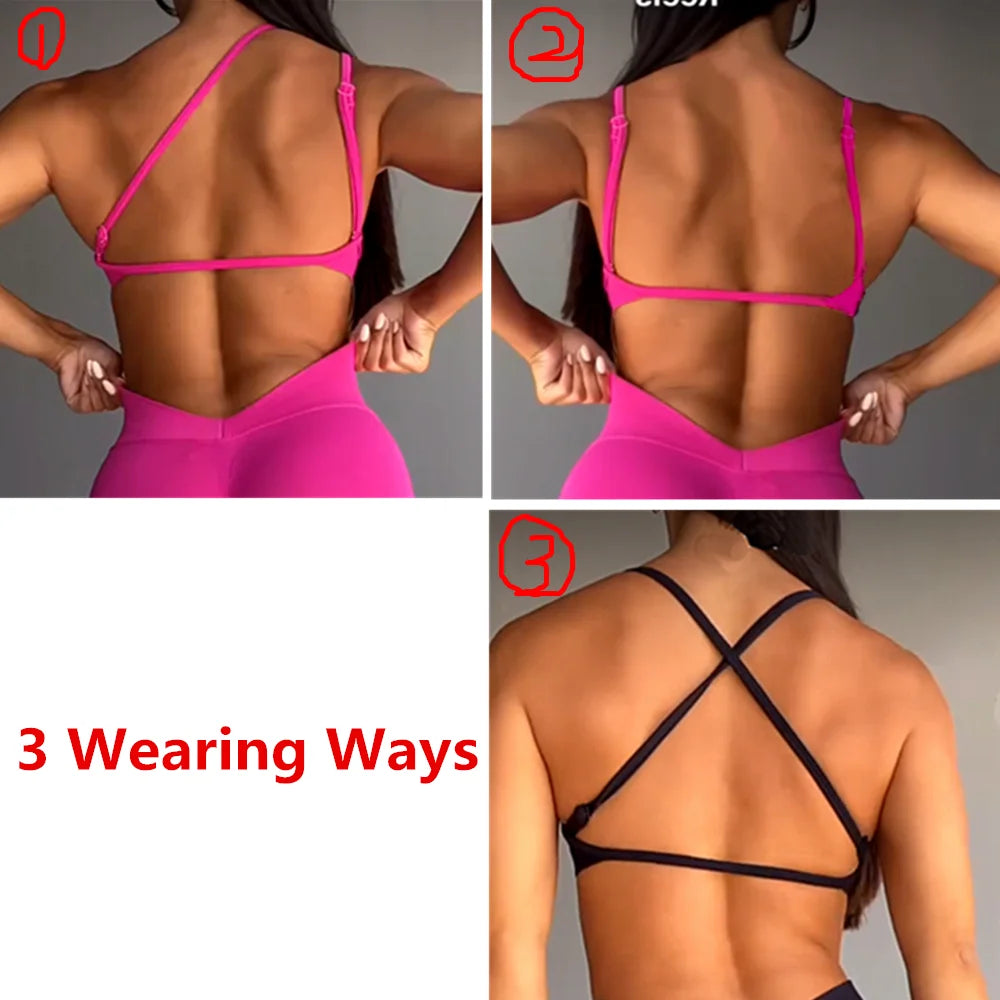S-XL 1/2PCS Sport Bra Yoga Set Gym Suit V back Shorts Women Tracksuit