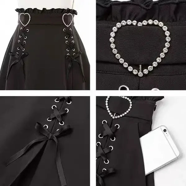 2025 Y2k Aesthetic Harajuku Style Sweet Girl High Waist Mini Bandage