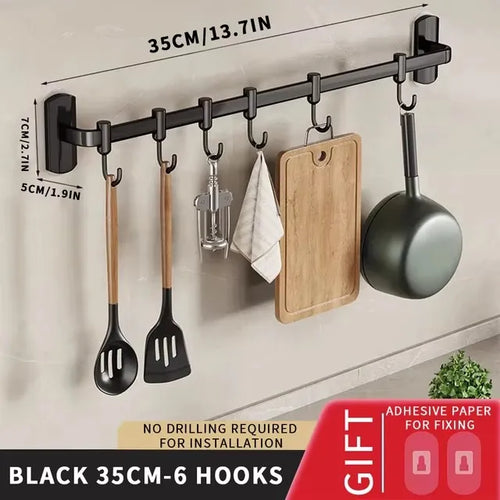 Wall Mounted Hooks Rack Kitchen Organizer Utensils Knife Holder