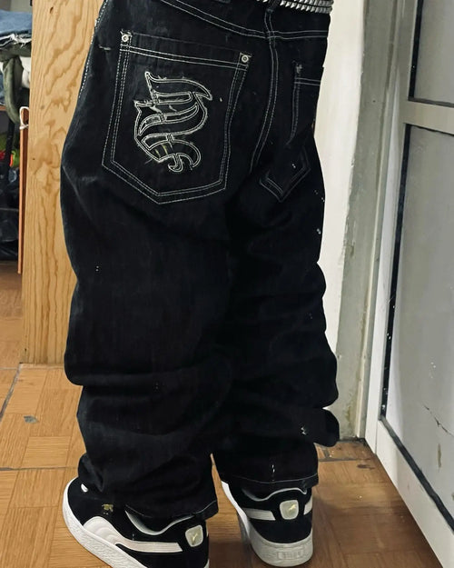 Streetwear PROTECT Jeans Y2K mens Pants Harajuku Hip Hop Letter