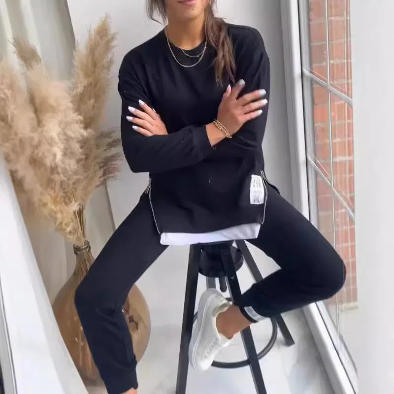 New Autumn Patchwork Loose Two Piece Set Women's Fashion Long Sleeve