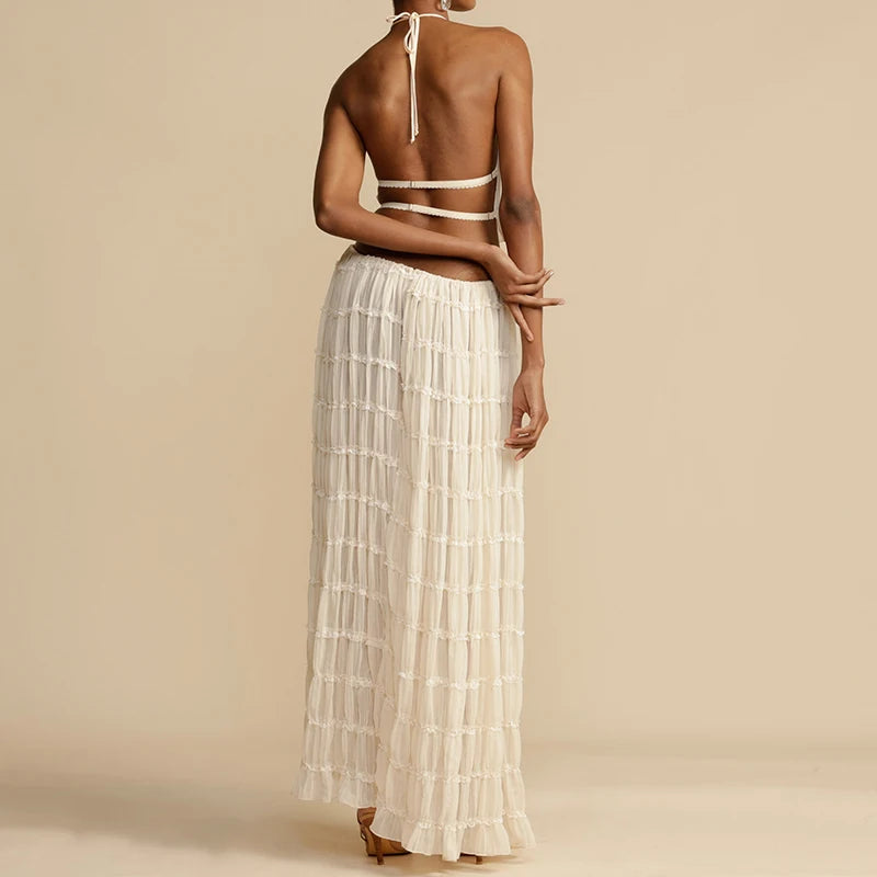 Women Boho Sexy Backless Matching Suit 2 Piece Beach Holiday Outfits