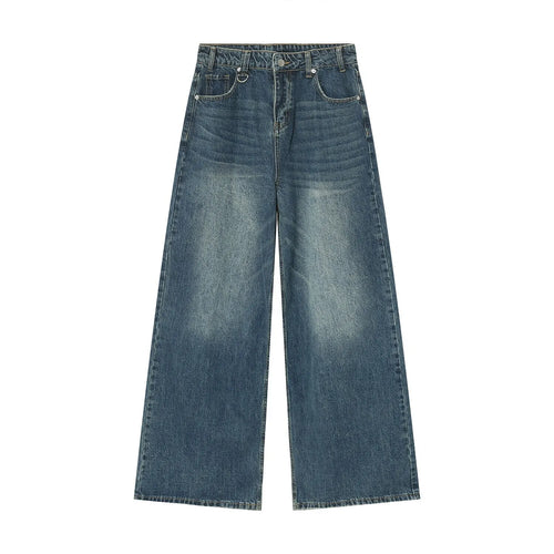 Retro Men's Denim Pants Y2K High Street Wide Leg Loose Denim Pants