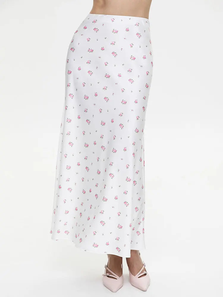 Tossy Summer Printed Fashion Long Skirt For Women High Waist Contrast