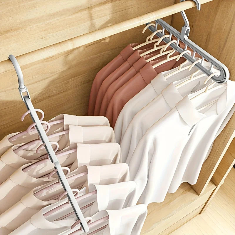 3pcs, Plastic 9-Hole Foldable Hangers, Heavy Duty Space Saving Clothes