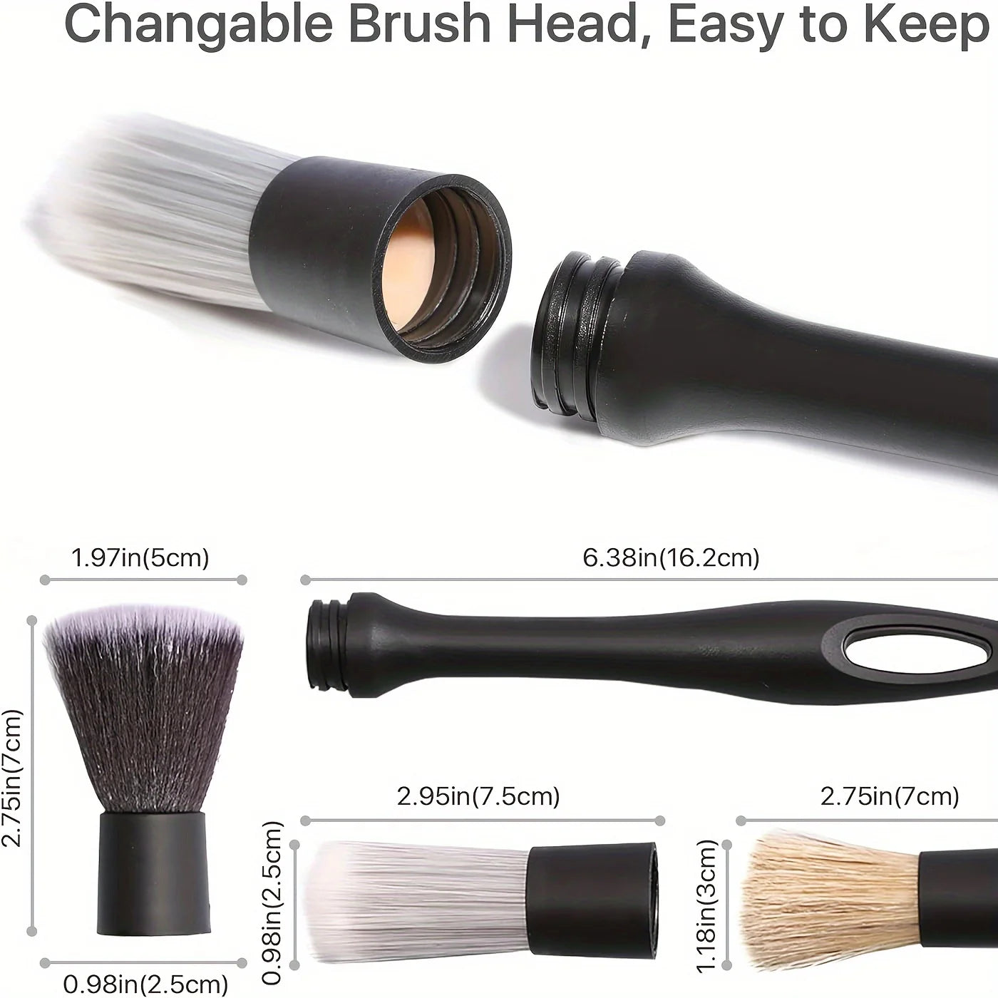 3PCS Automotive Interior Detail Brush Set Soft Synthetic Wool