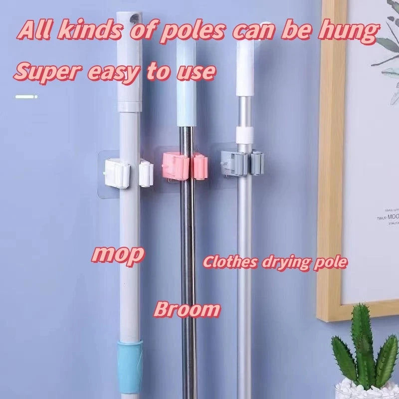 2/4/5/10Pcs Wall Mounted Mop Organizer Holder Adhesive Broom Hanger