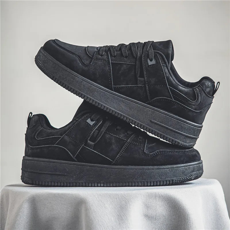 Autumn Suede Men’s Black Sneakers Retro Cheap Skateboard Sneakers Men