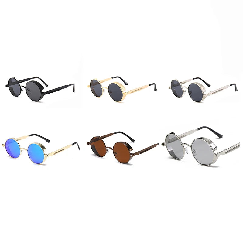 Metal Steam Punk Style Sun Glasses Steampunk Fashion Men Retro Round