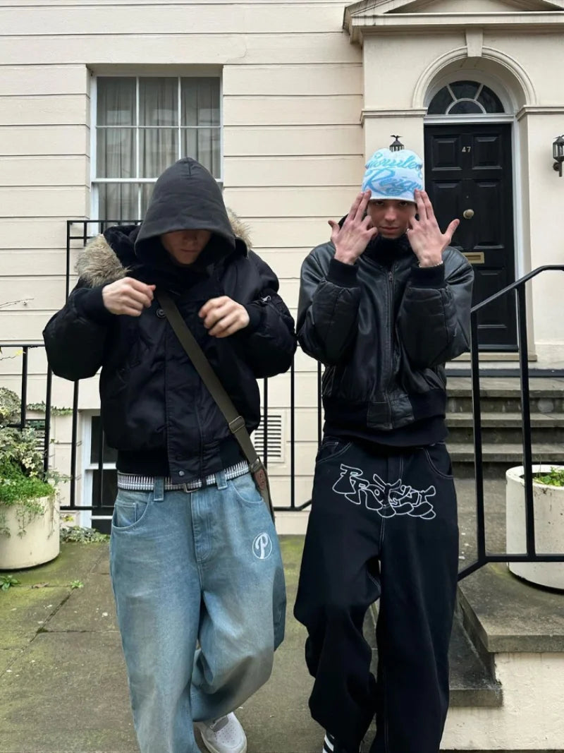 Y2k Men Retro Harajuku Clothing 2023 New Baggy Casual Wide Leg Jeans