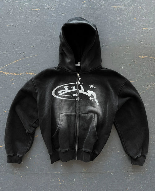 Y2k Vintage Fashion Print Zip Up Hoodies New Harajuku Hip Hop Long