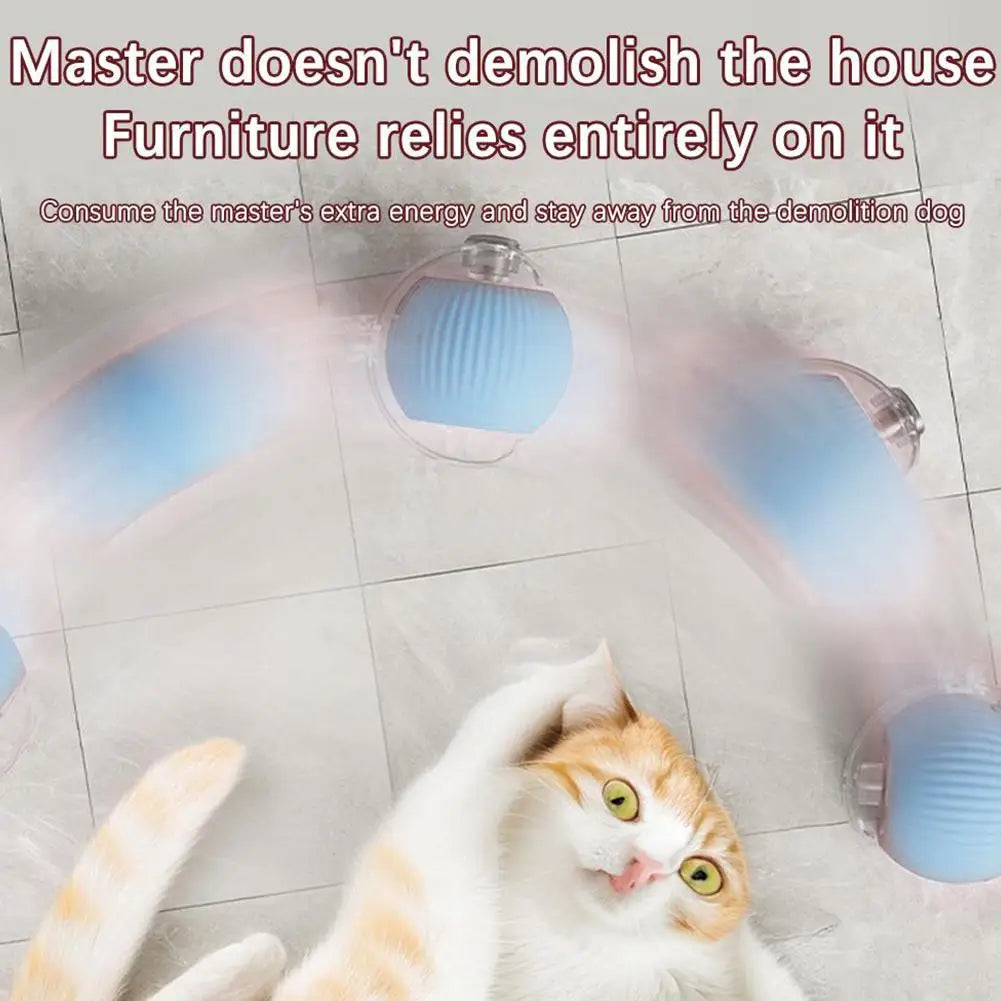 Electric Cat Ball Toys Automatic Rolling Ball Faux Tail Rechargeable