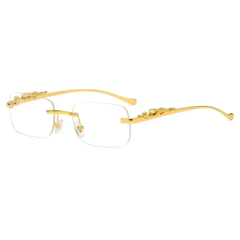 Rectangular Sunglasses With Metal Hinge,Frameless For Men and Women,