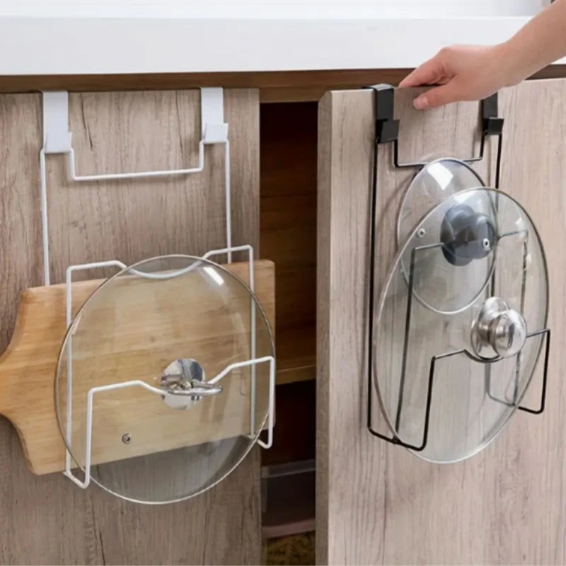 Hanging Pot Lid Rack for Cupboard Door Cutting Board Storage Shelf