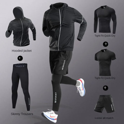 Men's Ice Fiber Quick-Dry Running & Fitness Full Set/Suit Tracksuit