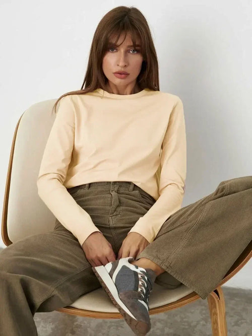 Bornladies Women's Spring Autumn 100% Cotton T-shirt Bottoming Basic