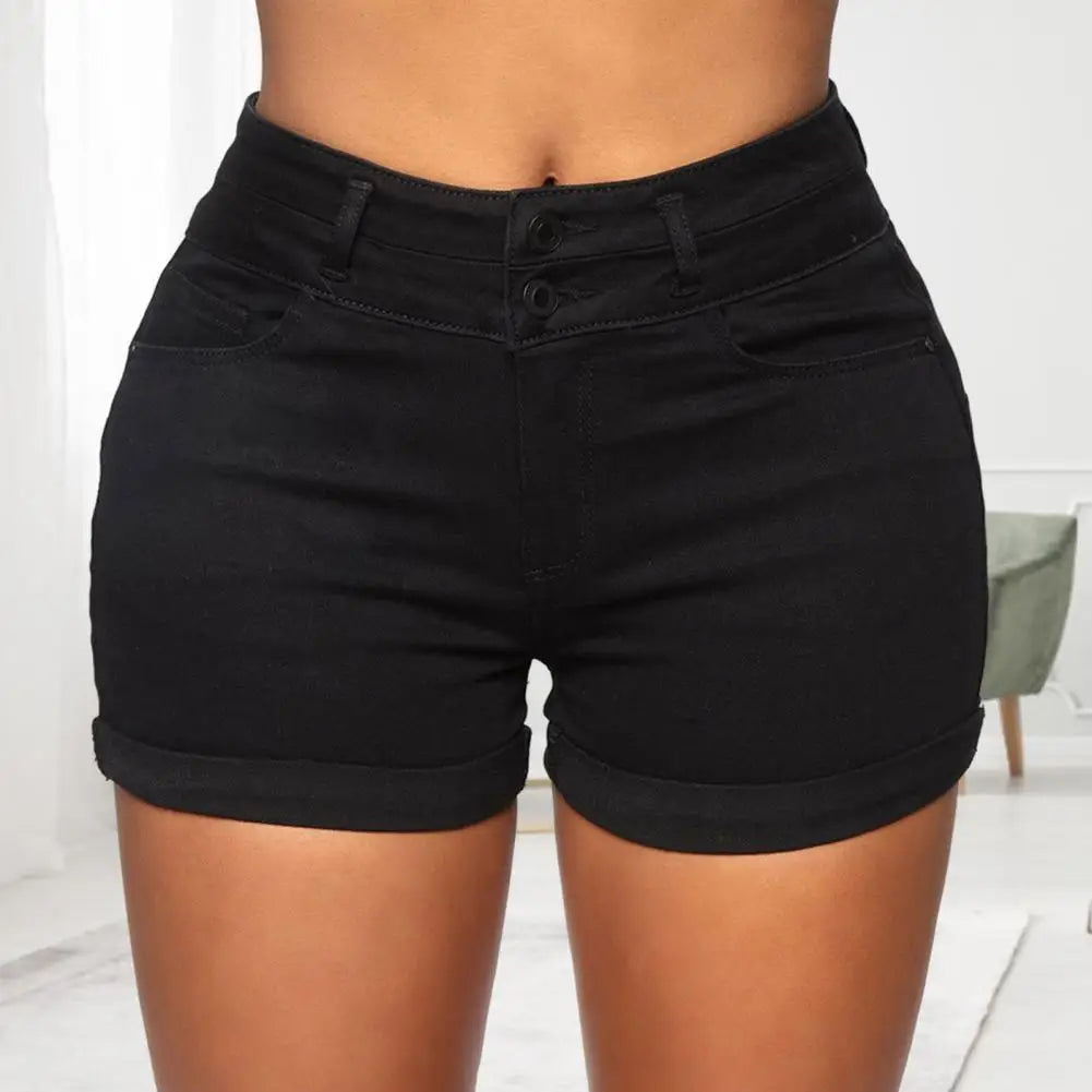 2024 Summer New Black and White High Waist Denim Shorts For Women