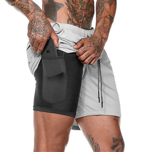 2022 Sport Shorts Men Sportswear Double-deck Running Shorts 2 In 1