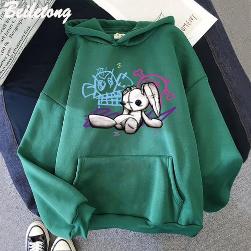 Arcane Jinx Hoodie Monkey Doll Rabbit Graffiti Grunge Style Kpop
