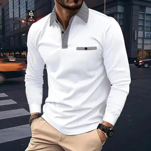 Spring Autumn Men Polo shirt Casual Sports Shirt Men Pure Color Long