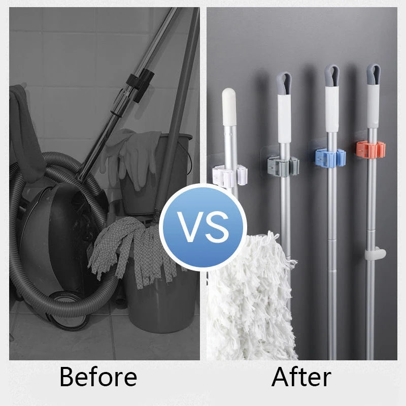 2/4/5/10Pcs Wall Mounted Mop Organizer Holder Adhesive Broom Hanger