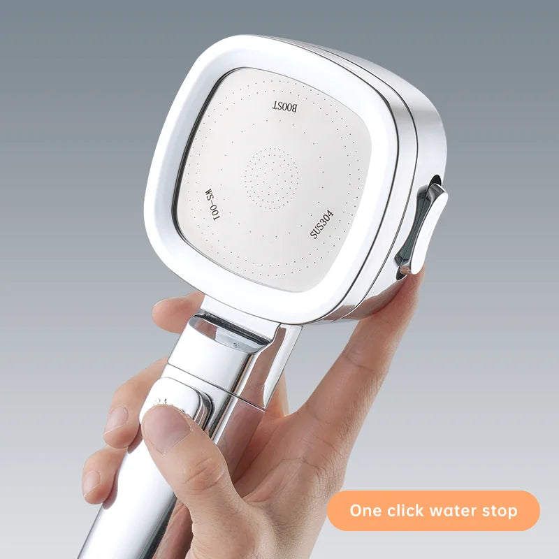 Musurjoy Bathroom Booster Shower Head, 3 Mode Adjustable Spray,
