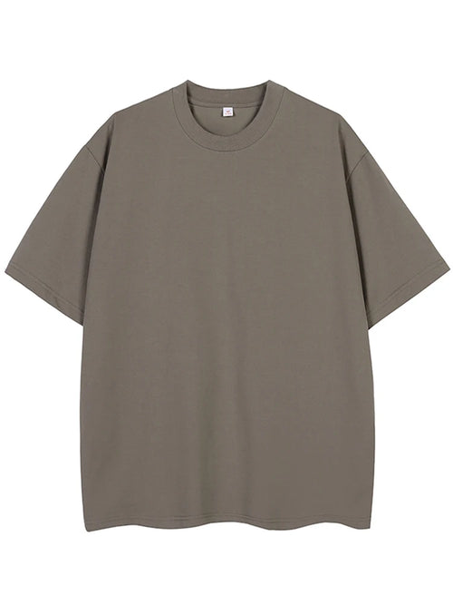 260G Heavy Cotton Summer T Shirt Men Korean Fashion Short Sleeve Loose