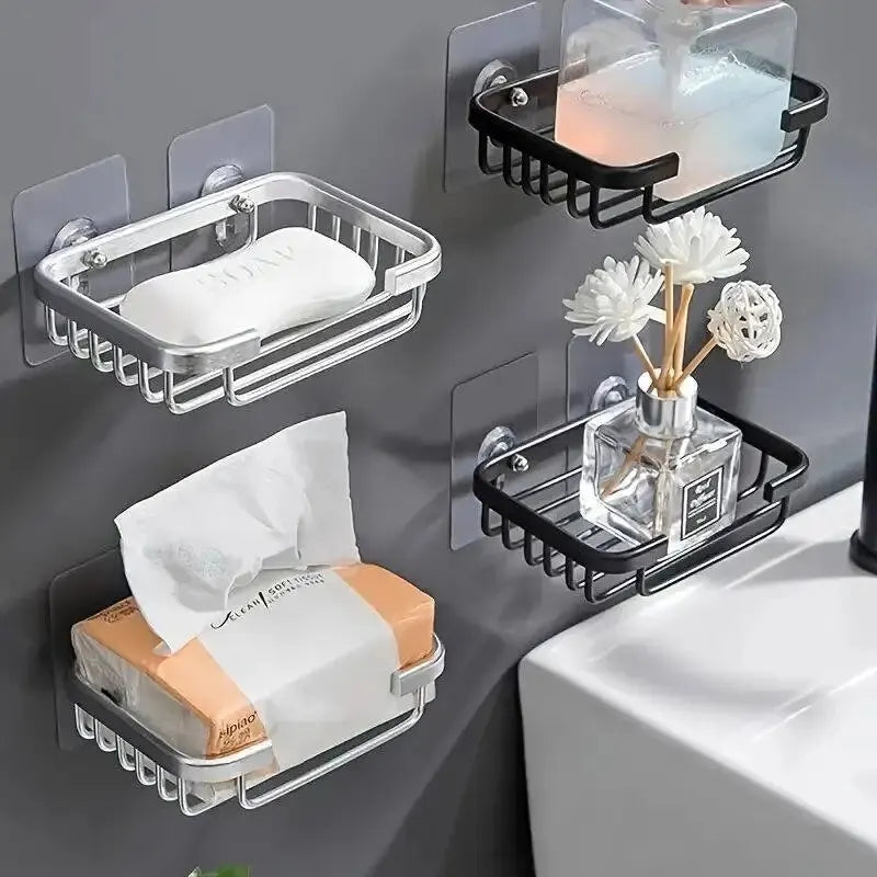 1pc Wall Mounted Aluminum Soap Rack, Kitchen, Bathroom, Draining Soap