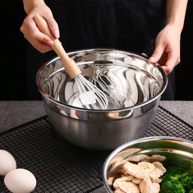Stainless Steel Salad Mixing Bowl with Lid Fruit Vegetable Dough Basin