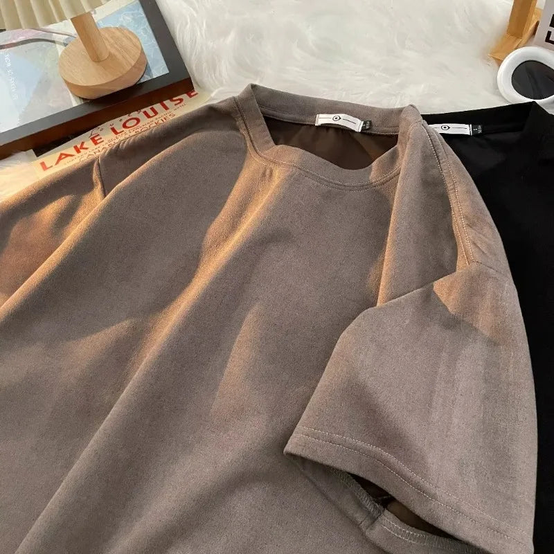 T Shirt for Men Loose Crew Neck Oversized T-shirt Men's Korean Y2k
