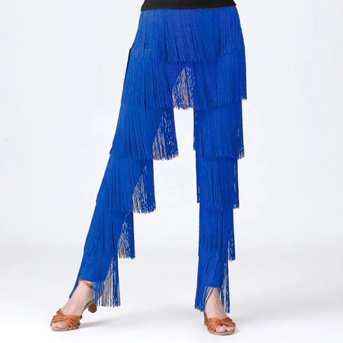 Womens Dancewear Elastic Waistband Tassel Latin Dance Pants Tango