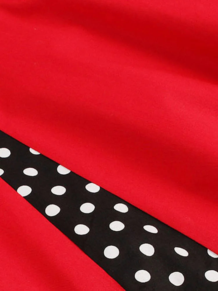 S-5XL Women Robe Retro Vintage Dress 50s 60s Rockabilly Dot Swing Pin