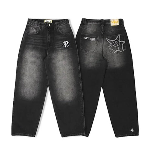 Streetwear PROTECT Jeans Y2K mens Pants Harajuku Hip Hop Letter