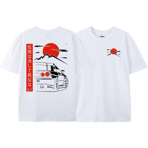 Japanese Style Car JDM Culture GTR Racing T Shirts Male Back Print