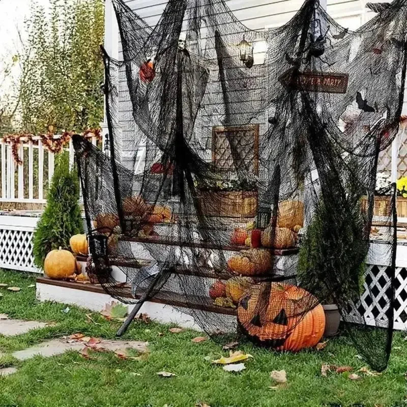 Halloween Black Creepy Cloths 76x198cm Mesh Cheesecloths Halloween Party Gauze Netting Spider Web Wall Gauze Terror Scene Props