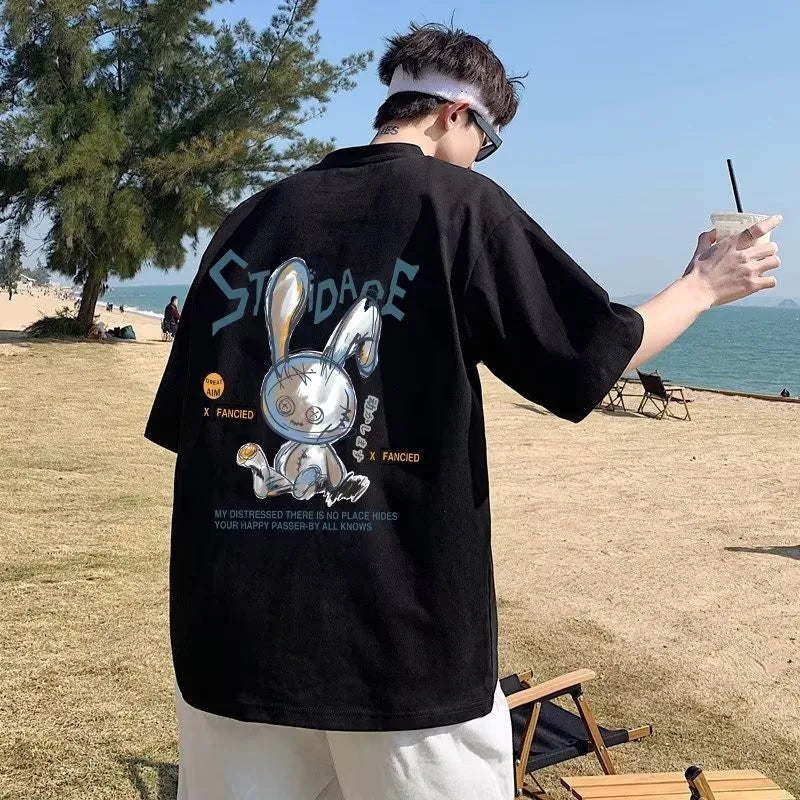 8XL Men Oversize Korean Fashion Loose American Love Puppet Rabbit