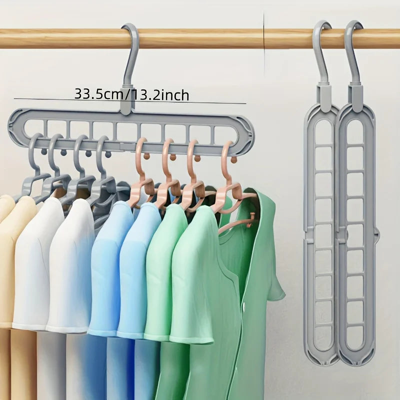 3pcs, Plastic 9-Hole Foldable Hangers, Heavy Duty Space Saving Clothes