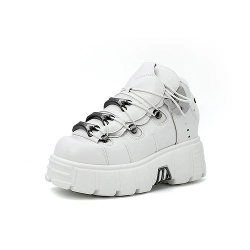 New 2024 Brand Punk Style Women Shoes Lace-up heel height 6CM Platform