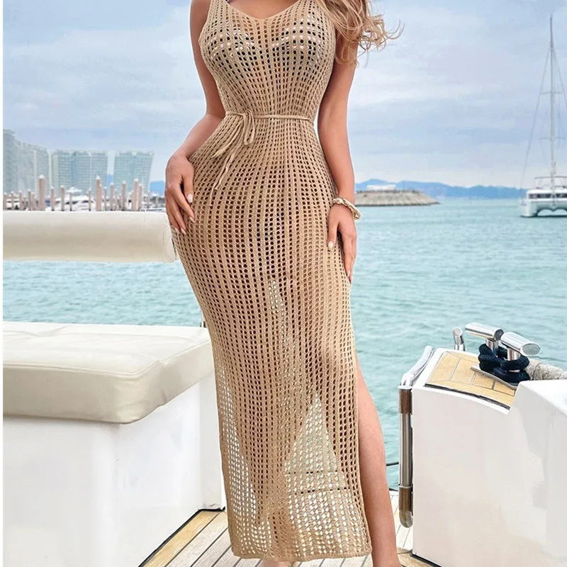 New Sexy S - 3XL Fringe Tassel Knitted Crochet Tunic Beach Cover Up