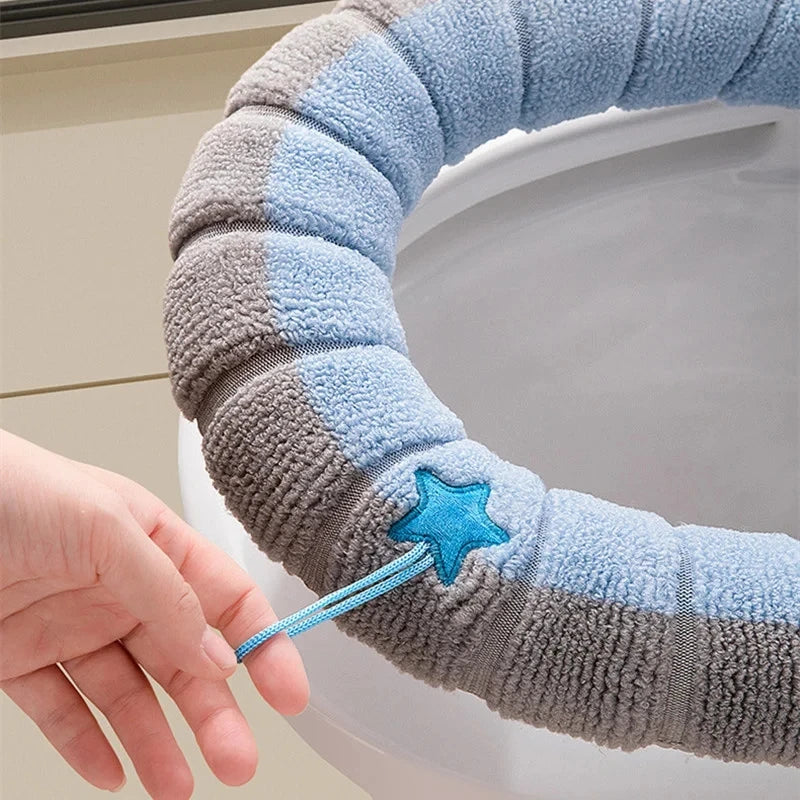 Knitted Warm Toilet Cover with Carry Handle Four Seasons Thickened