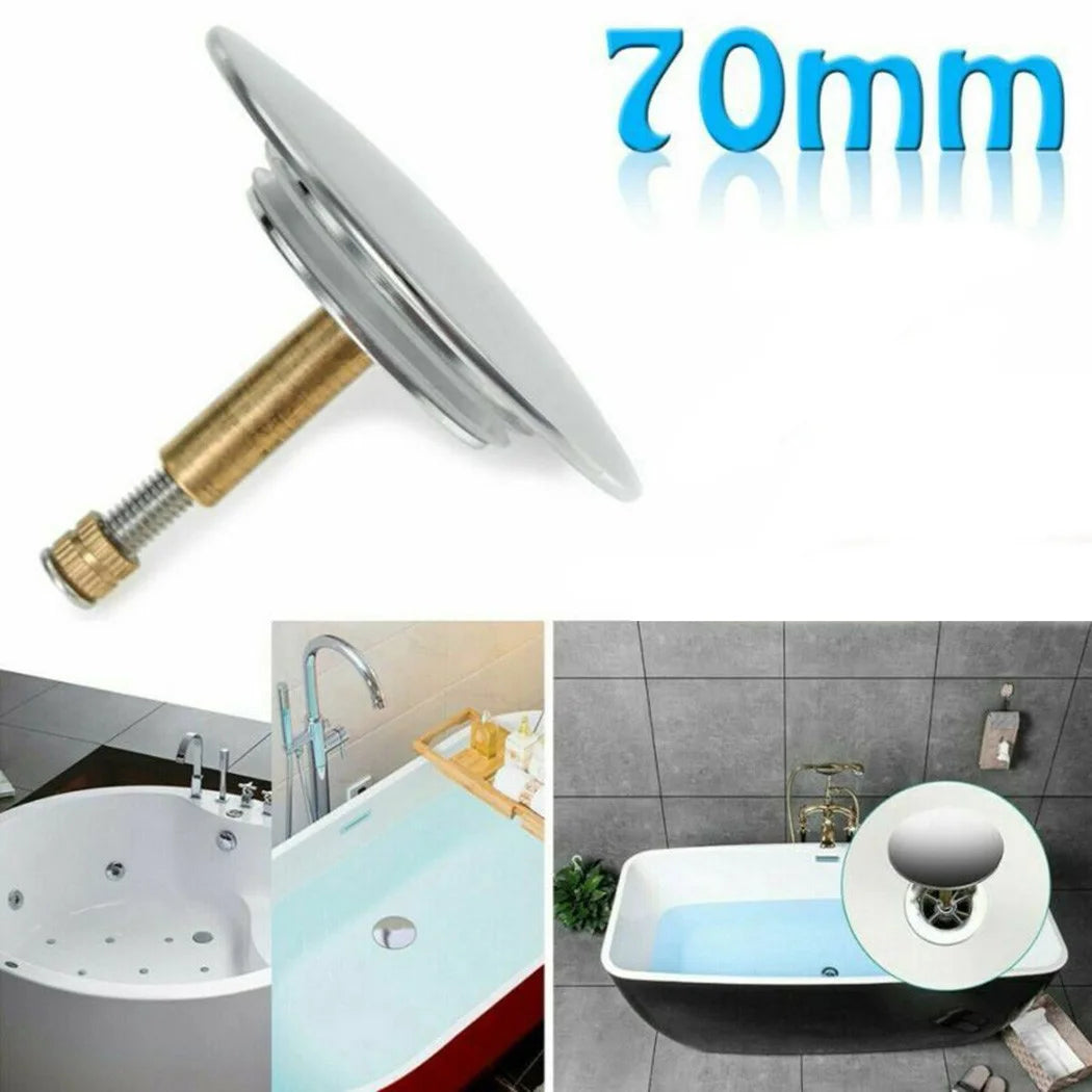 70mm Bathtub Drain Stopper Silver Basin Waste Stopper Plug Bath