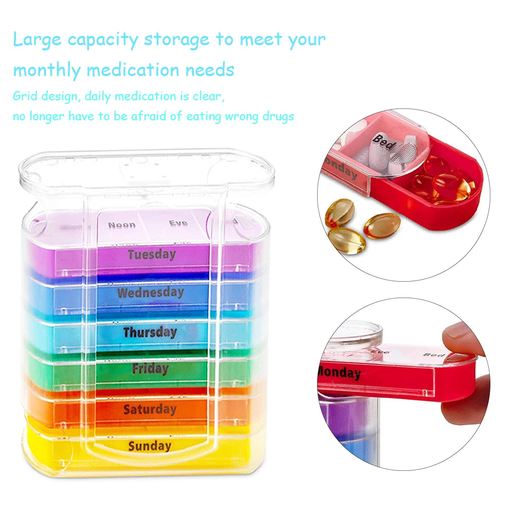 7 Days Pill Medicine Box Weekly Monthly Tablet Holder Storage
