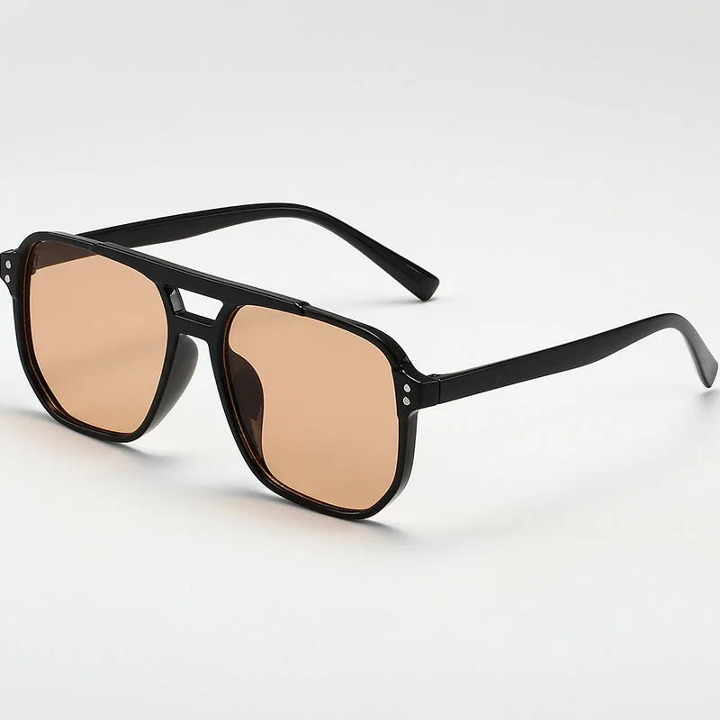 Women Men Square Sun Glasses Retro Polygon Sunglasses Female Black