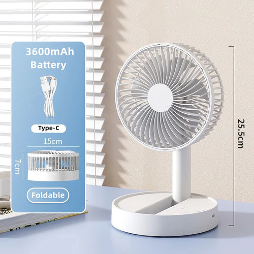 F28 Portable Mini Desktop USB Folding Fan with 4 Speed and Timing