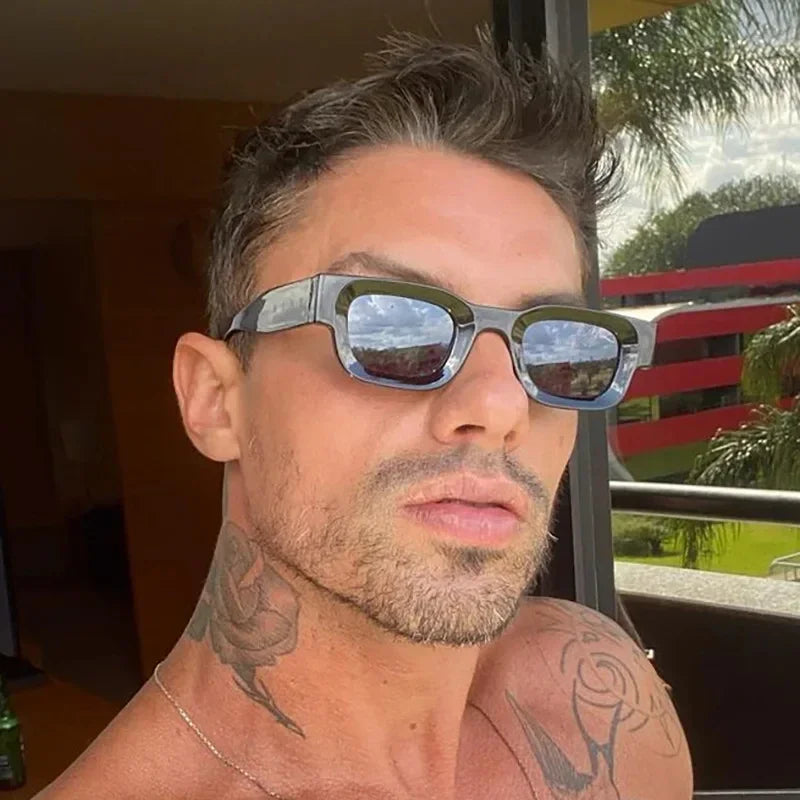 Fashion Summer Retro Punk Rectangle Sunglasses UV400 Sun Shades Men