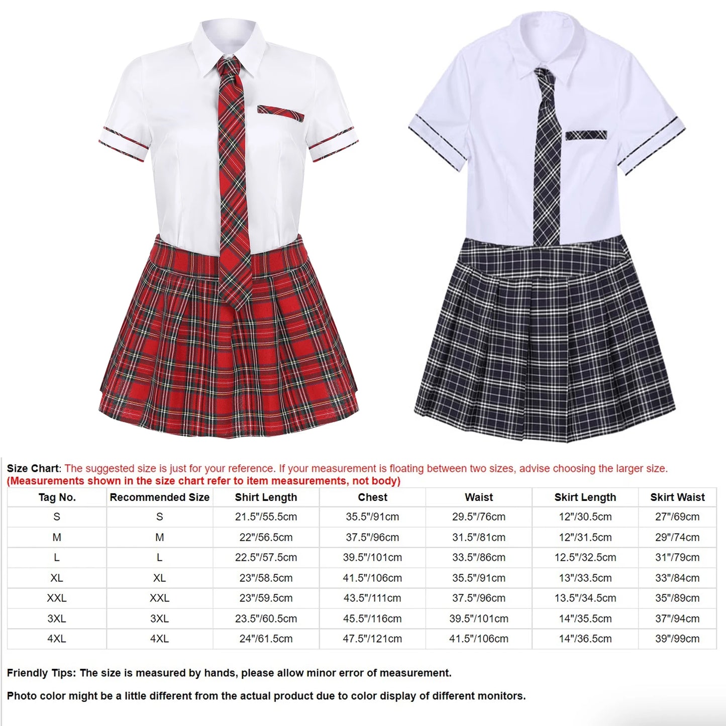 Women Girls Cosplay Costume School Uniform Short Sleeve Shirt with