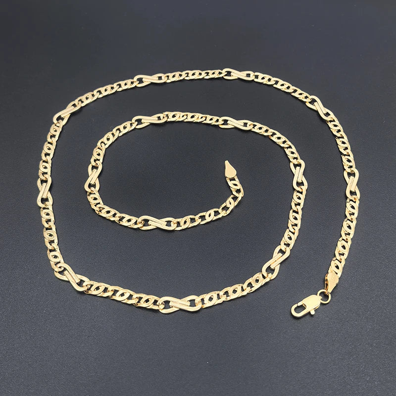 Italian Curb Link Chain Statement Necklace For Women Men 8-shaped